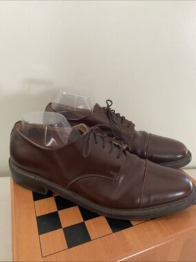 Mens J. Crew leather cap toe dress shoe size 12 5 eyelet lace up deep brown